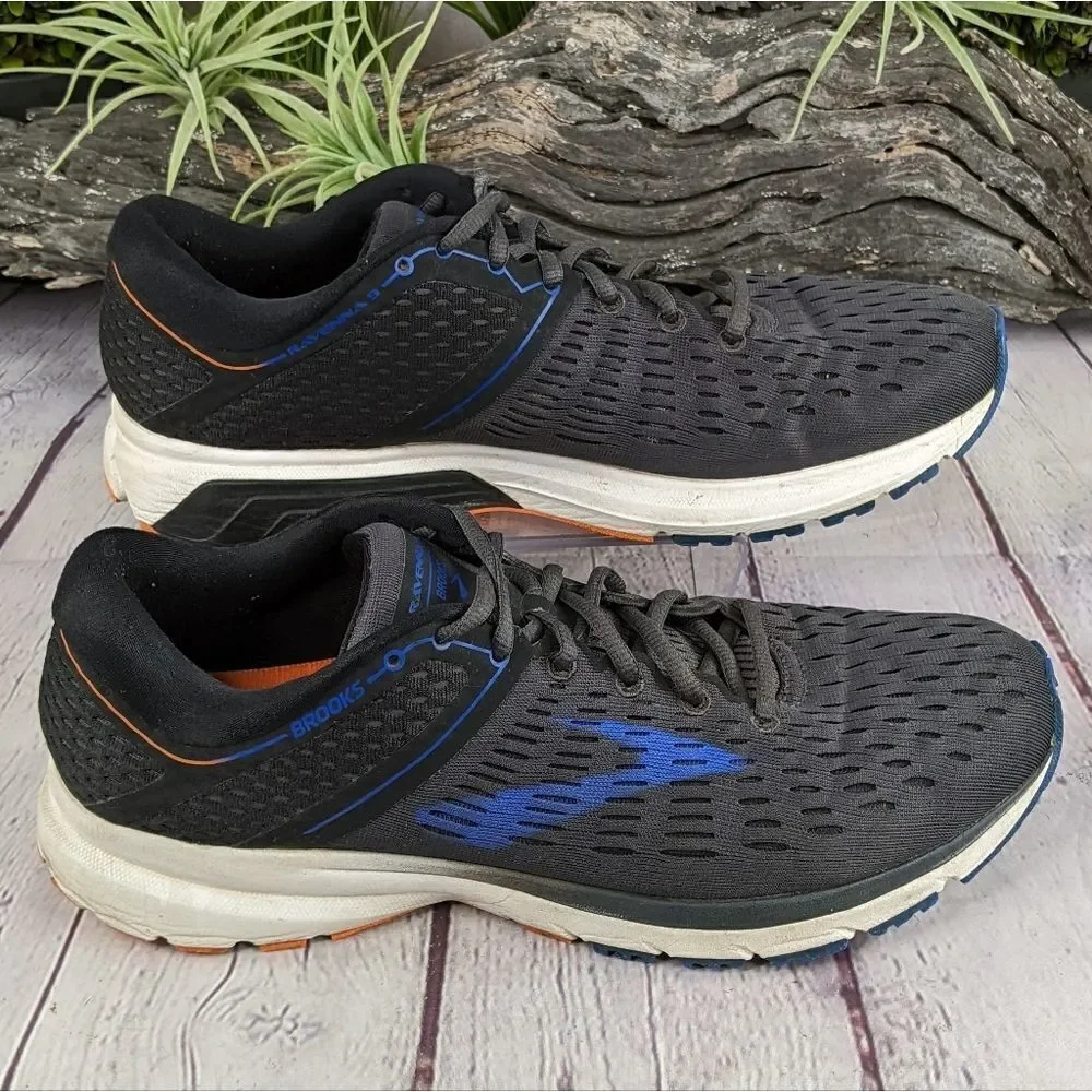 Brooks Ravenna 9 Running Shoes Sneakers - Ebony/Blue/Orange - Size 10 Medium (D)
